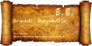 Brankó Barnabás névjegykártya